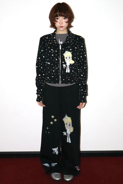 Illustration Print Drawstring Sweatpants