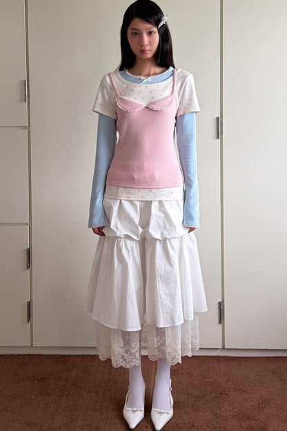 Patchwork Layered-Look Long-Sleeve T-Shirt