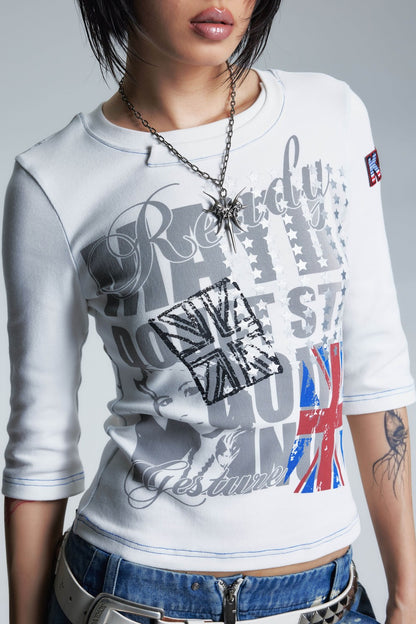 Asymmetrical Neckline Printed Top