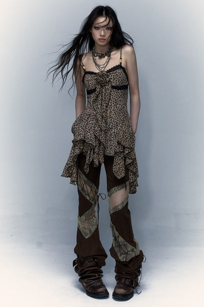 Irregular Floral Leopard Dress