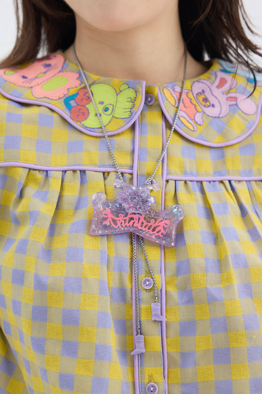 Translucent Jelly Purple Cat Bow Necklace