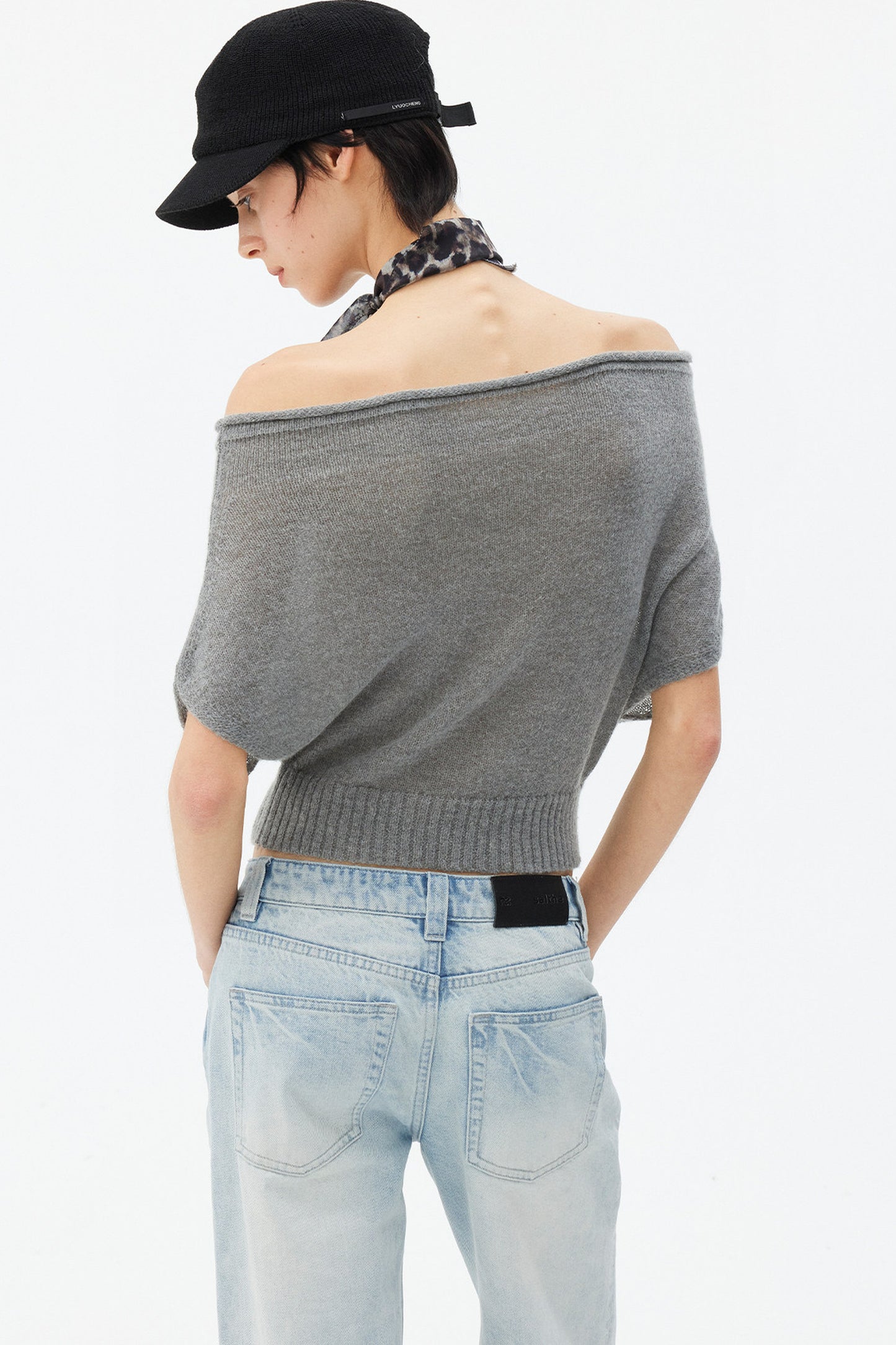 Wool Mohair Off-Shoulder Top