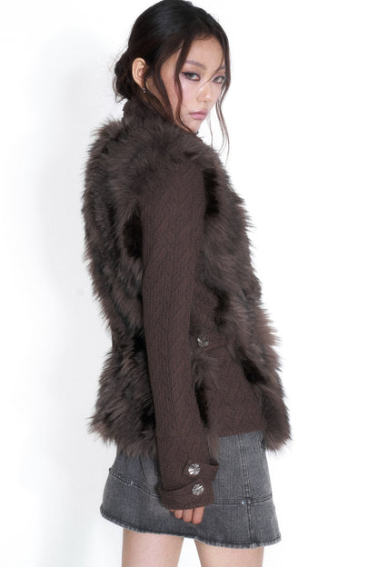 Plüschjacke mit Stehkragen und zwei Schnallen