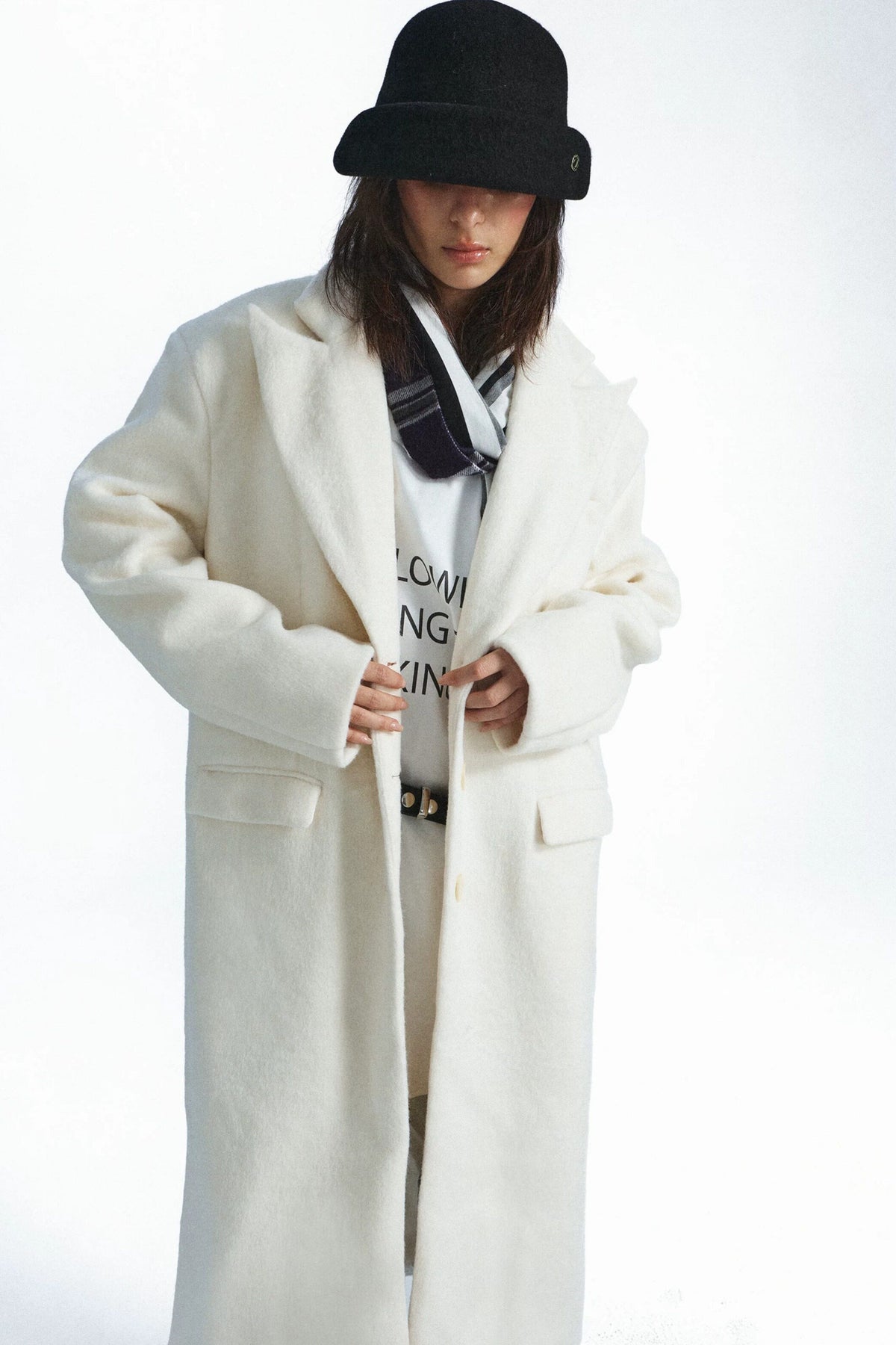Double-Sided Wool Silhouette Lapel Coat