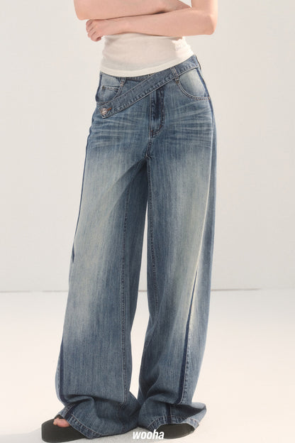 Vintage Washed Gradient Denim Jeans