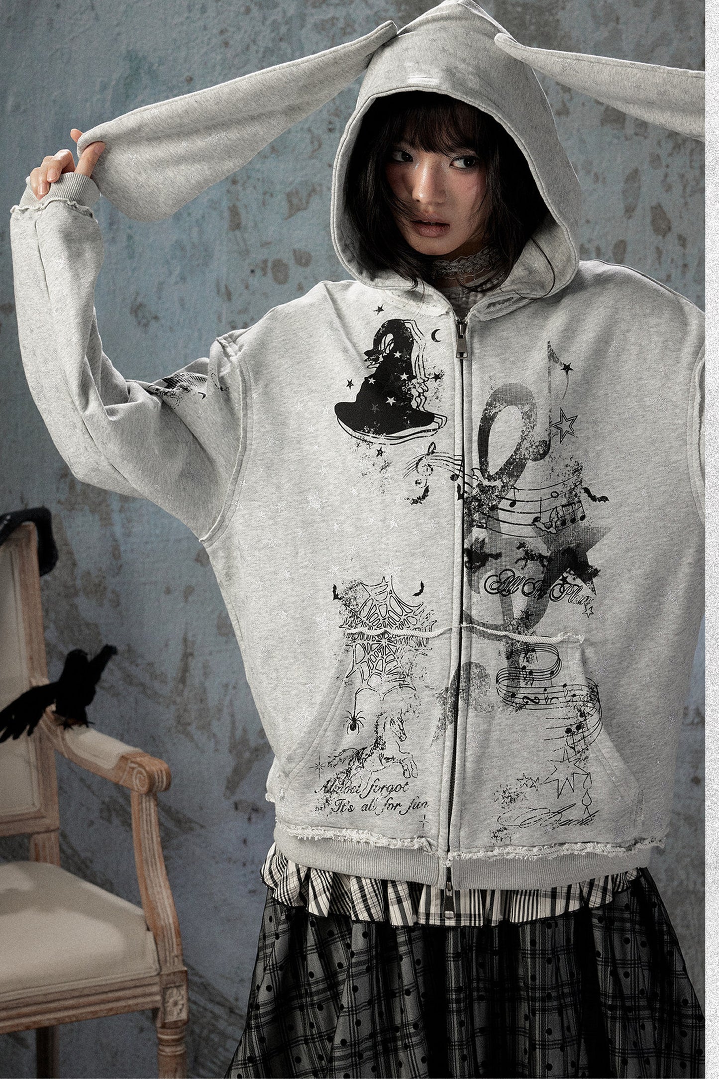 Witch Detachable Hood Zip-Up Hoodie