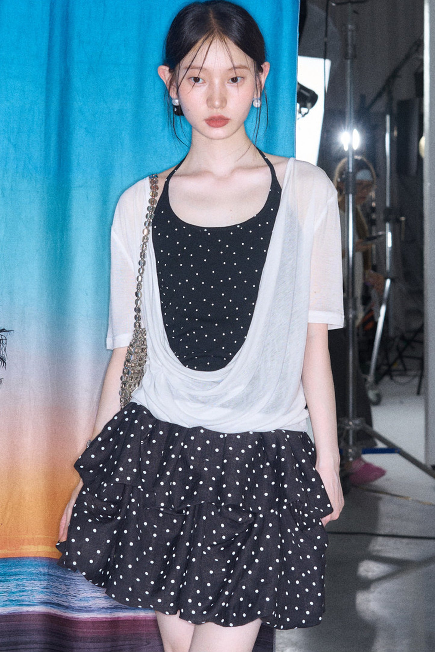 Retro Polka Dot Ruffle Cake Skirt