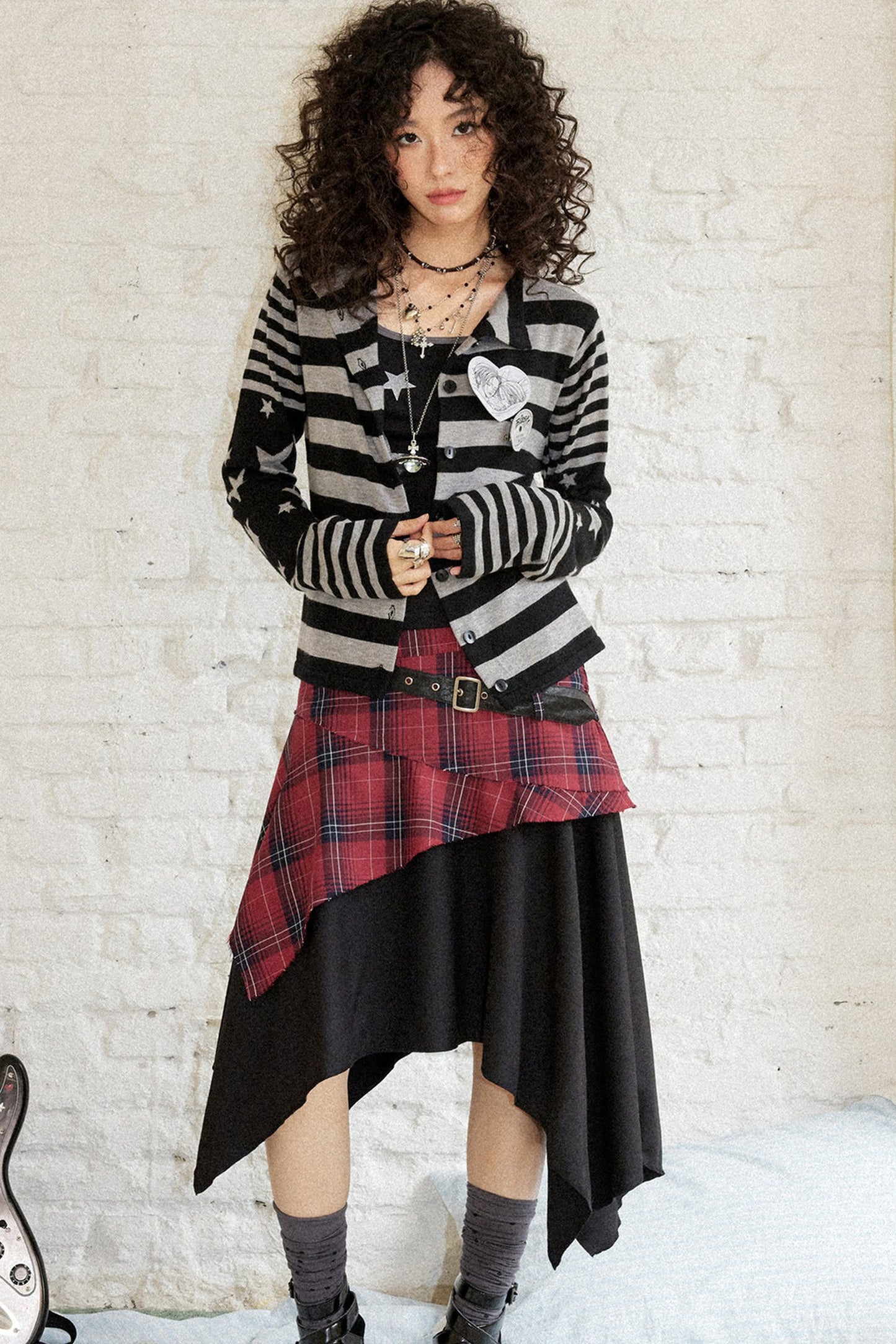 Star Knit Striped Cardigan