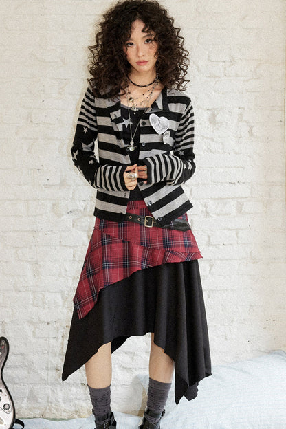 Star Knit Striped Cardigan