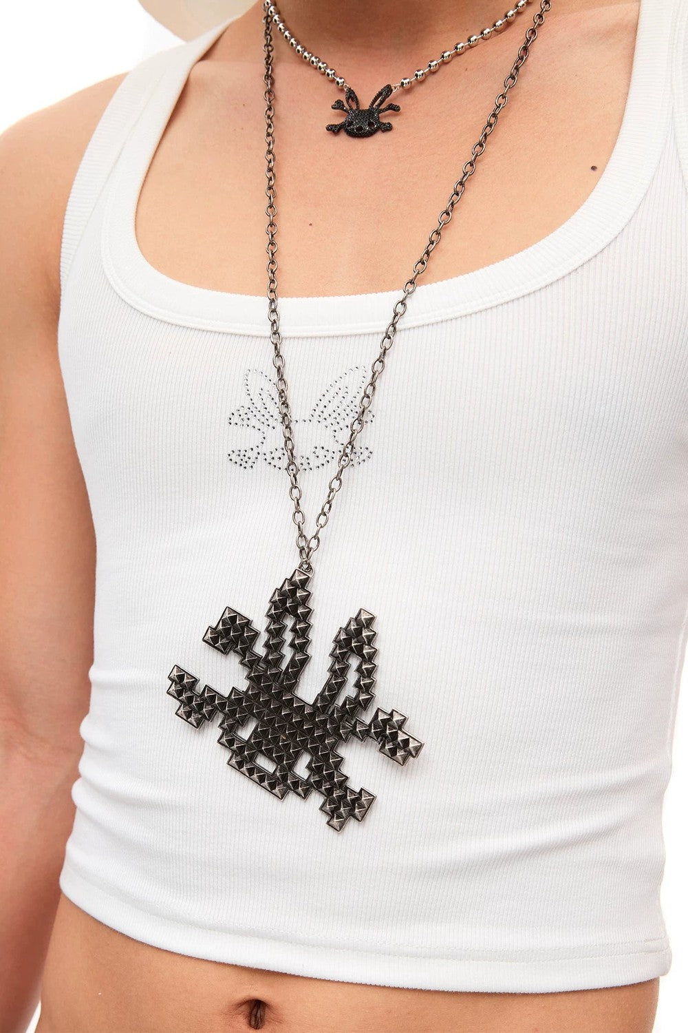 Rivet Rabbit Skull Necklace