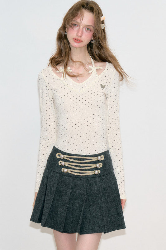 Polka Dot Halter Knit Sweater