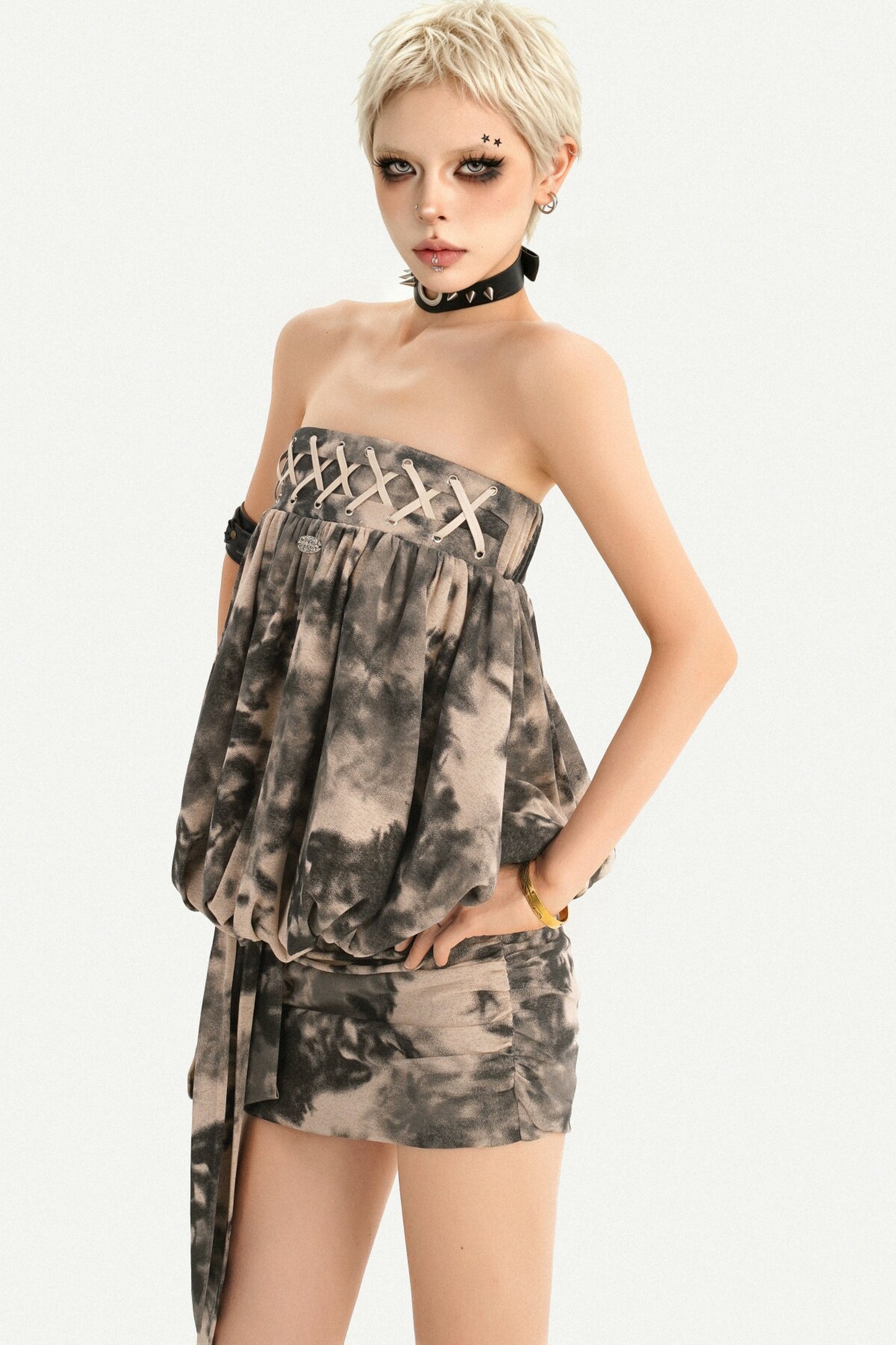 Tie-Dye Strapless Dress