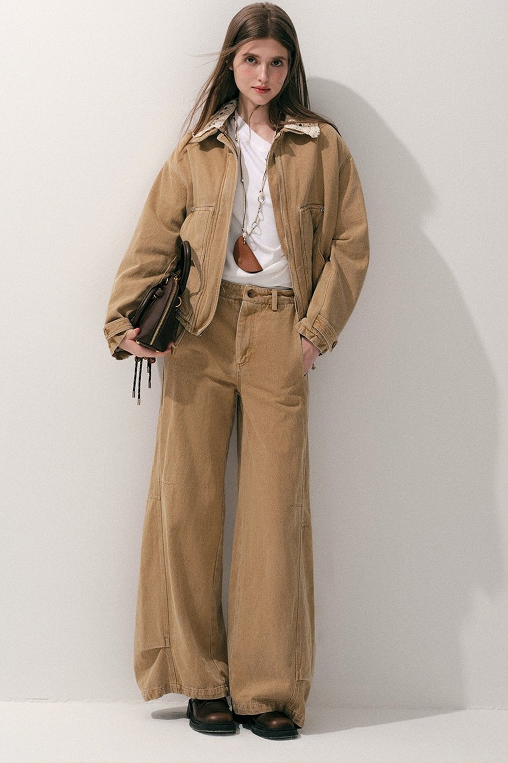 Khaki Straight-Leg Cargo Pants