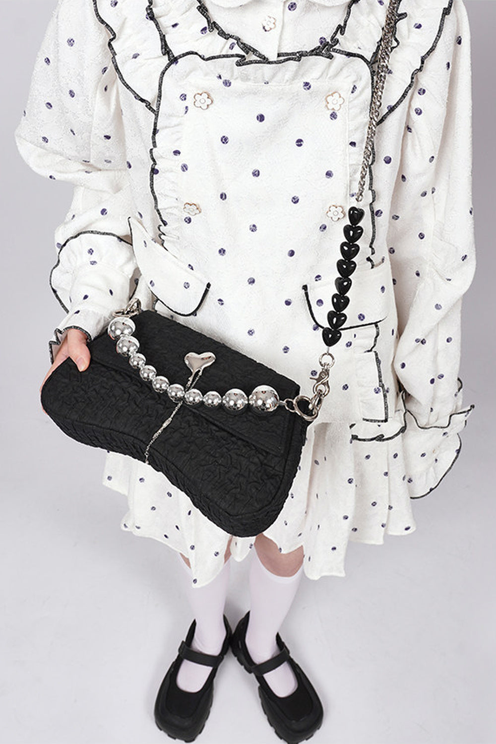 Pearl Pleated Crossbody Bag