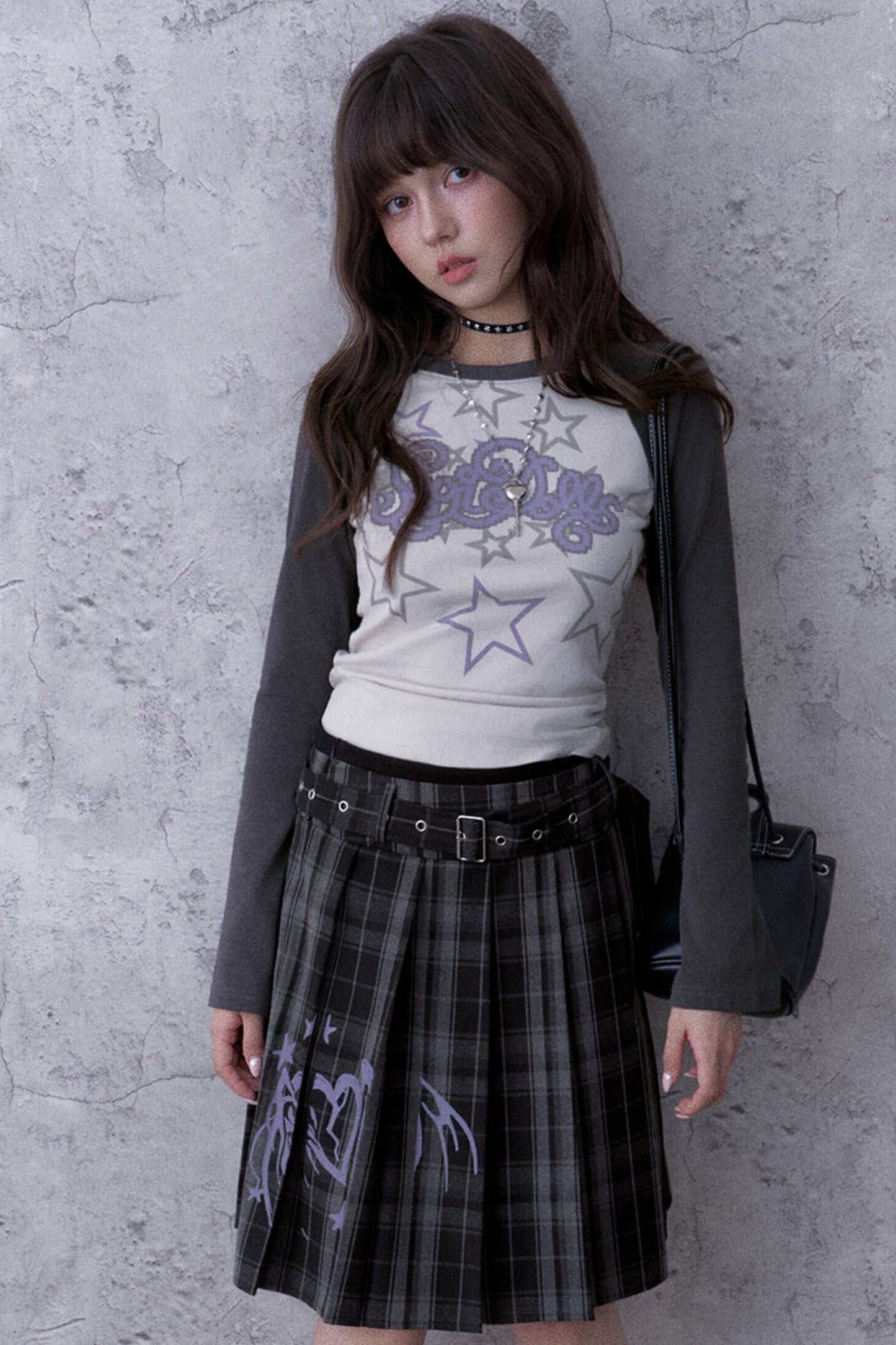 Graffiti Double Waist Pleated Skirt