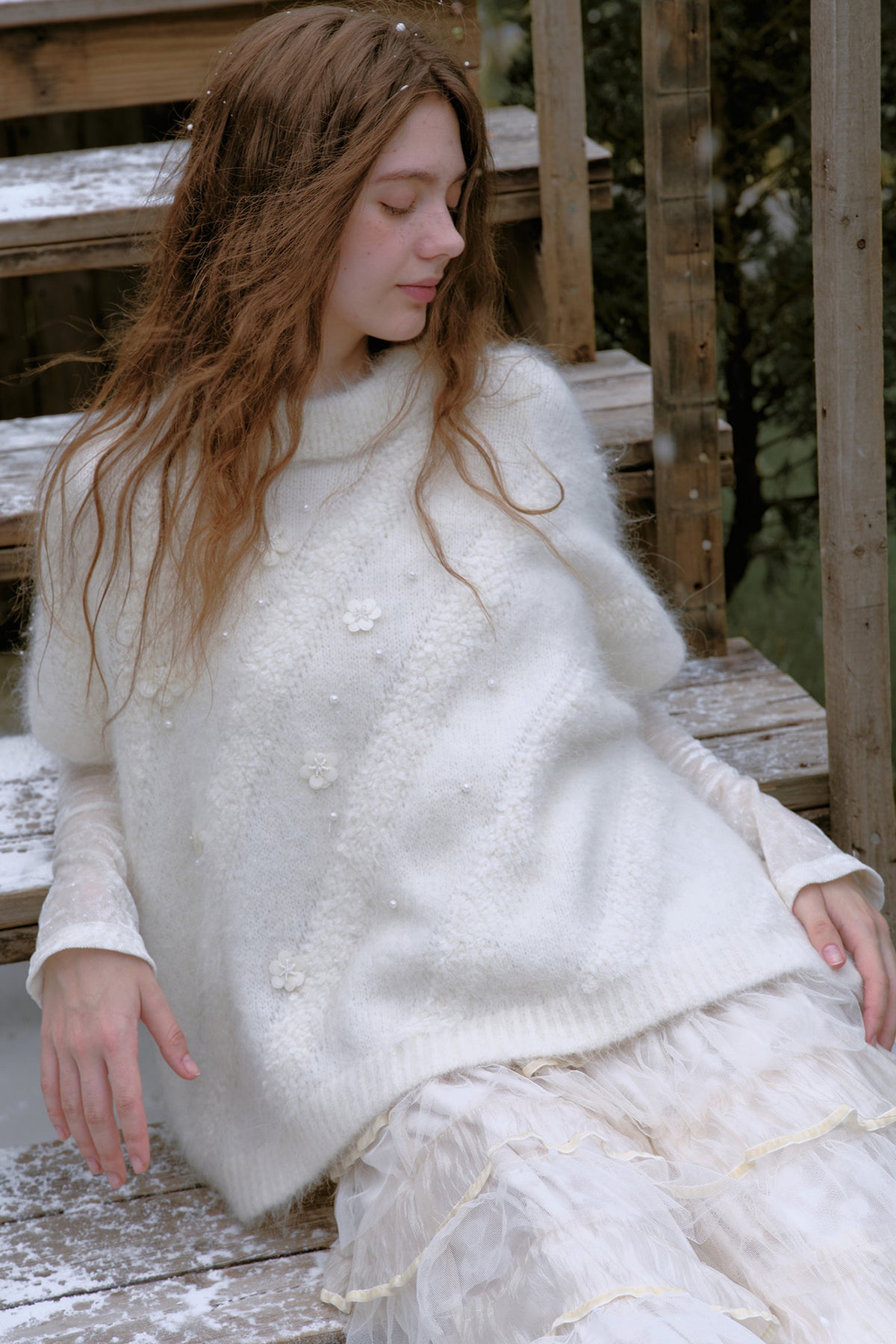 Beaded Alpaca Wool Shawl Skirt Set-Up