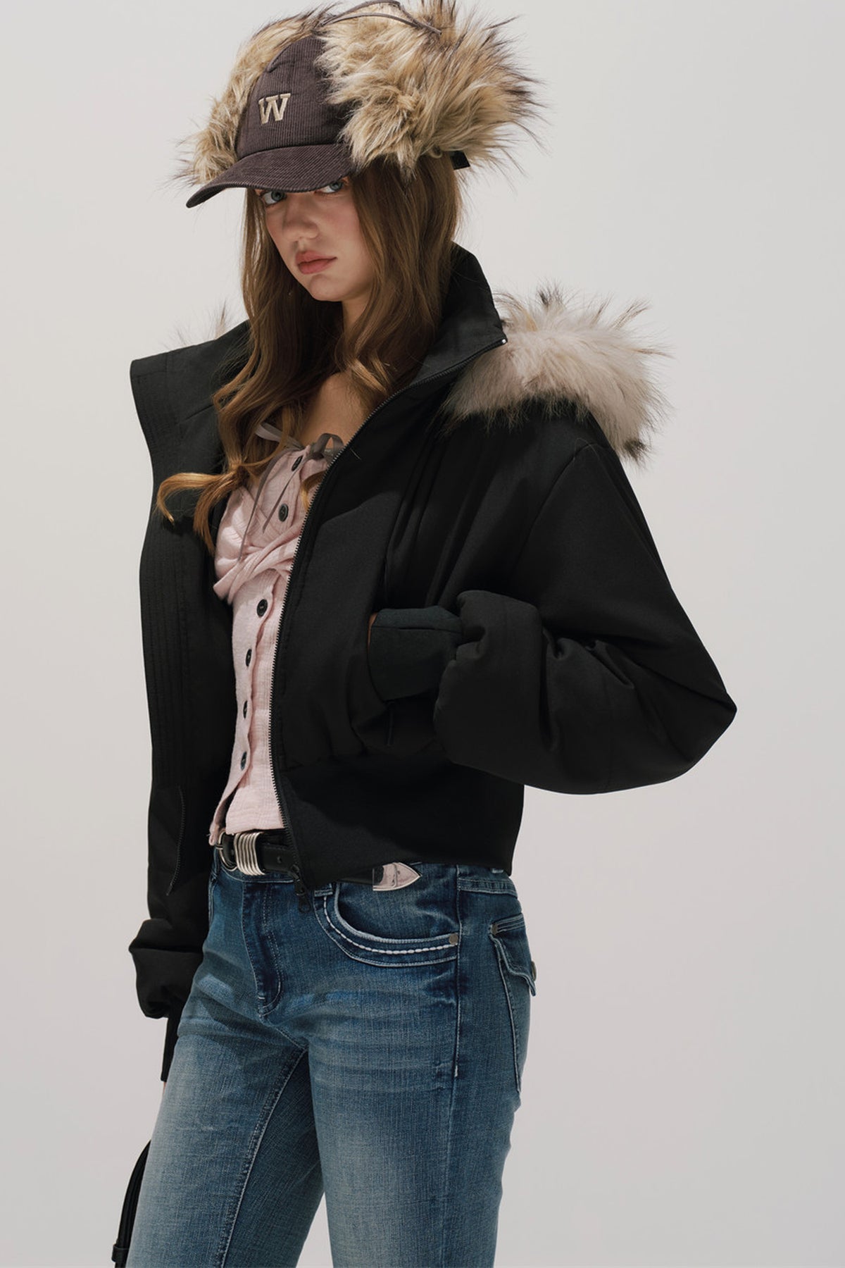Black Winter Cotton Coat