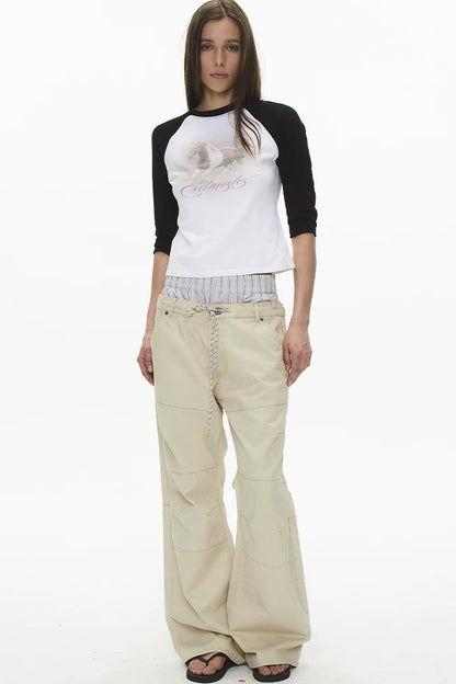Retro Distressed Flared Pants