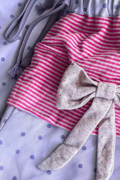 Striped Bow Patchwork Pants