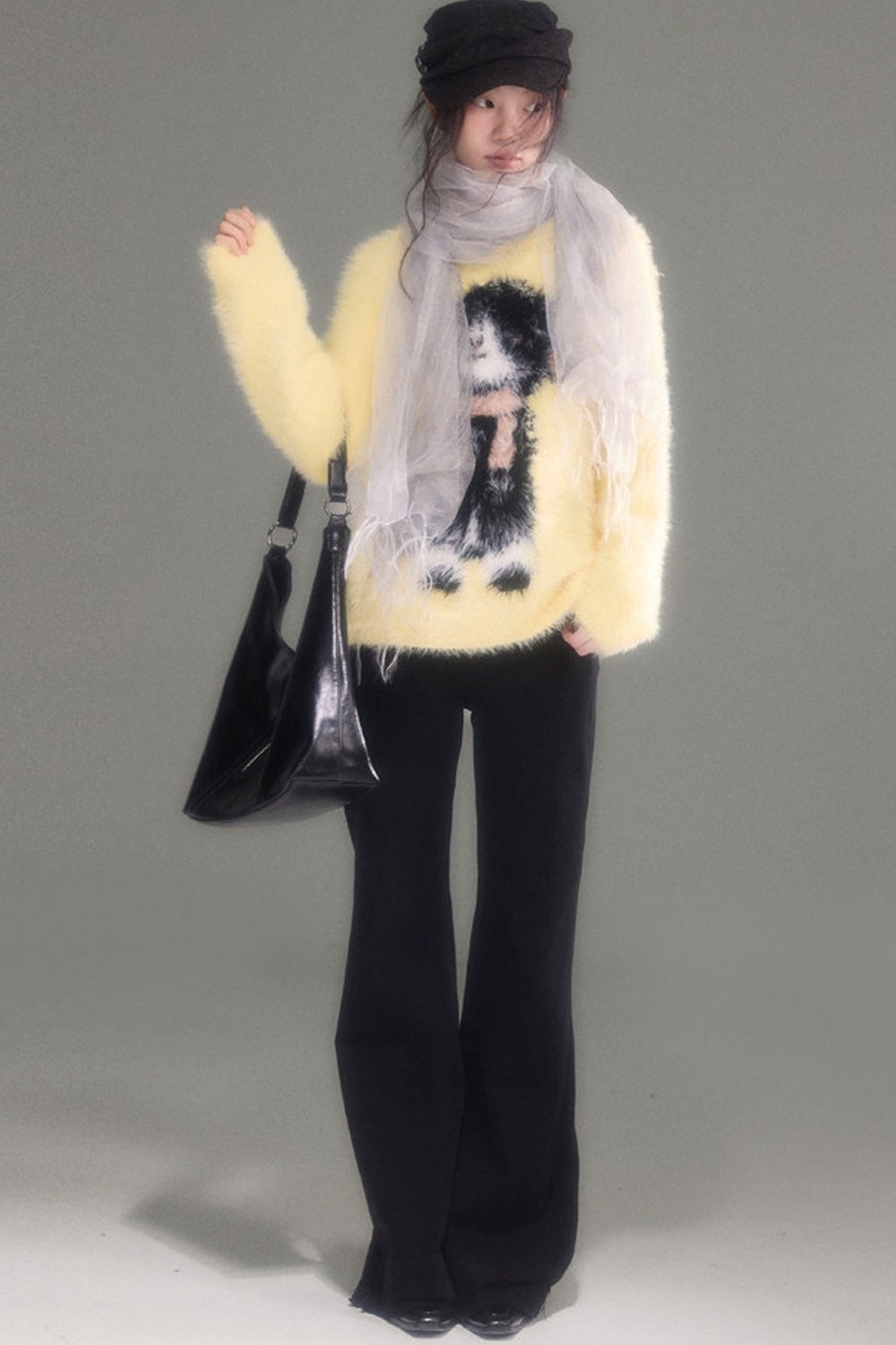 Eared Lamb Faux Mink Pullover Sweater