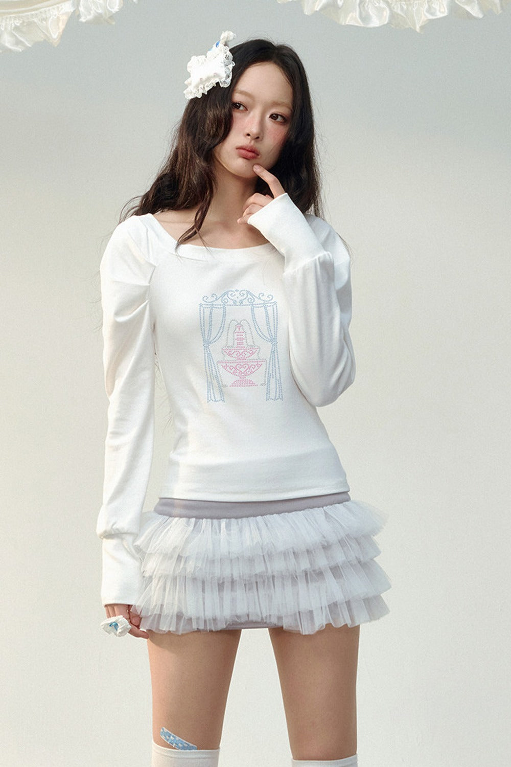 Irregular Layered Color-Blocked Mesh Skirt