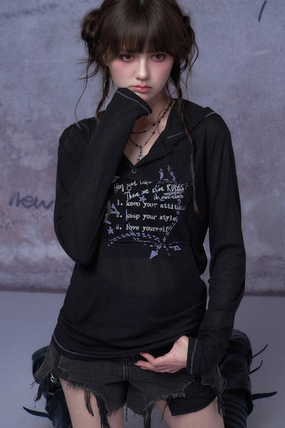 Dark Street Graffiti Mesh Hoodie