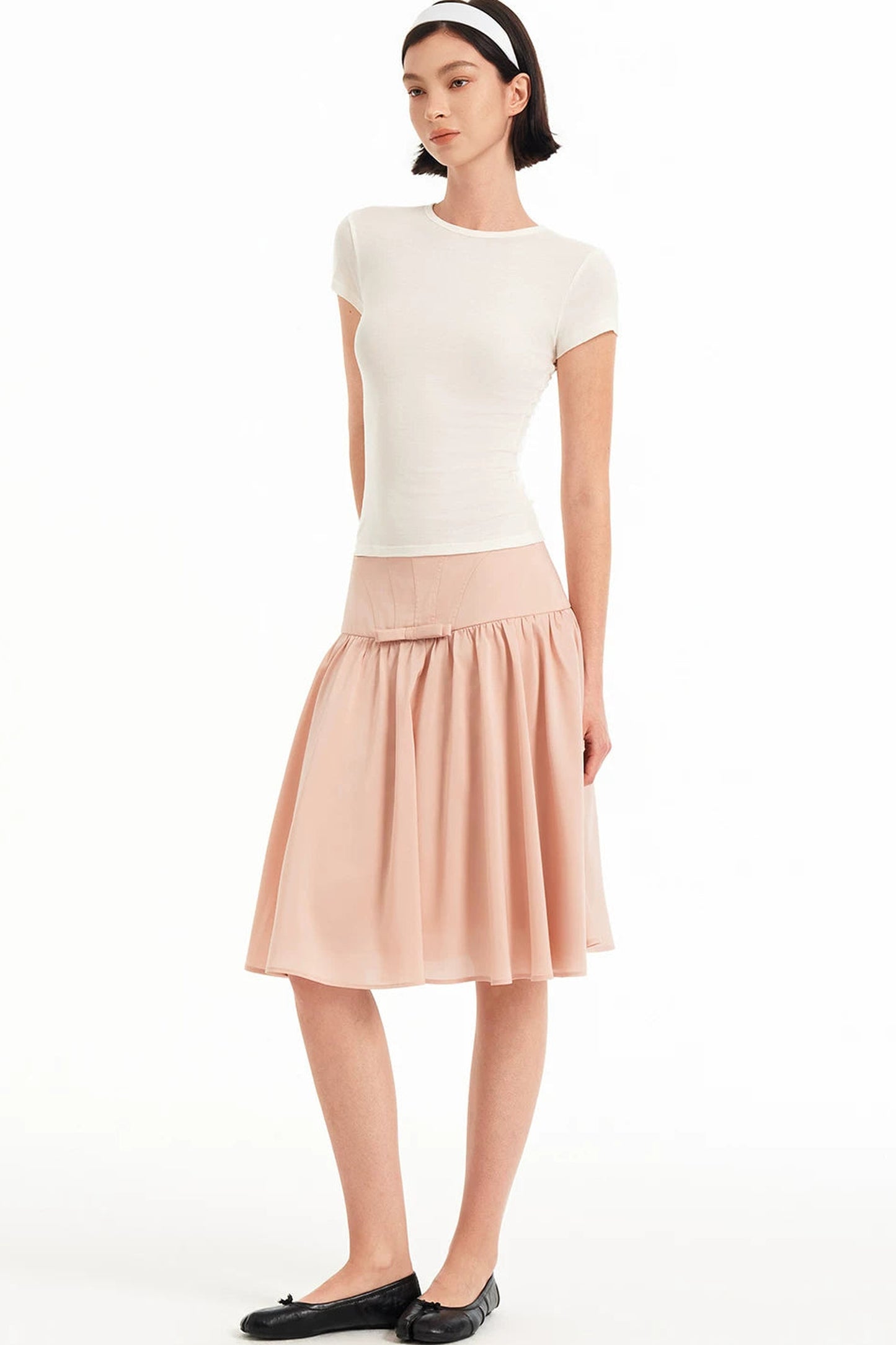 Acetate Fishbone Pleated Skirt