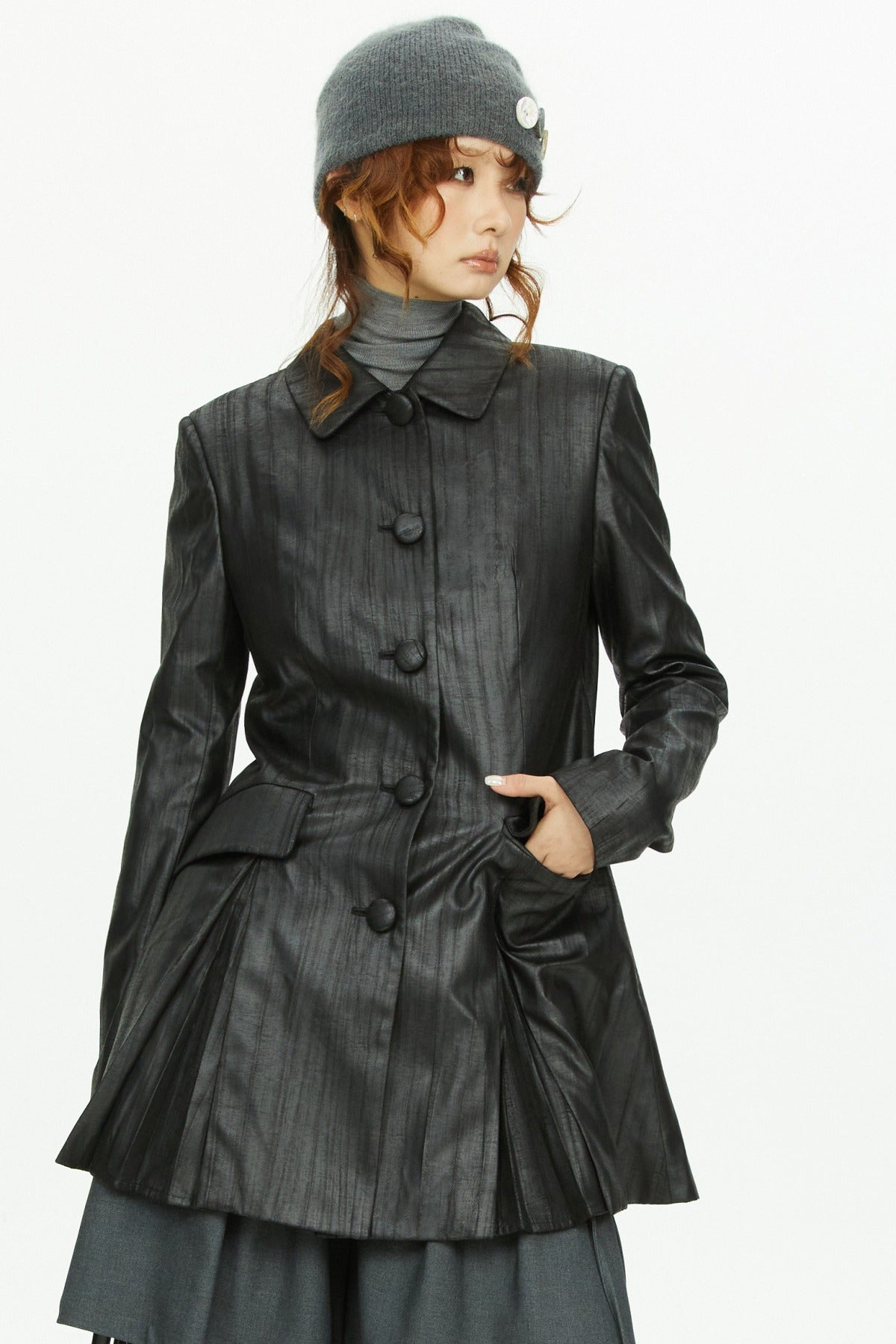 A-Line Long Leather Coat