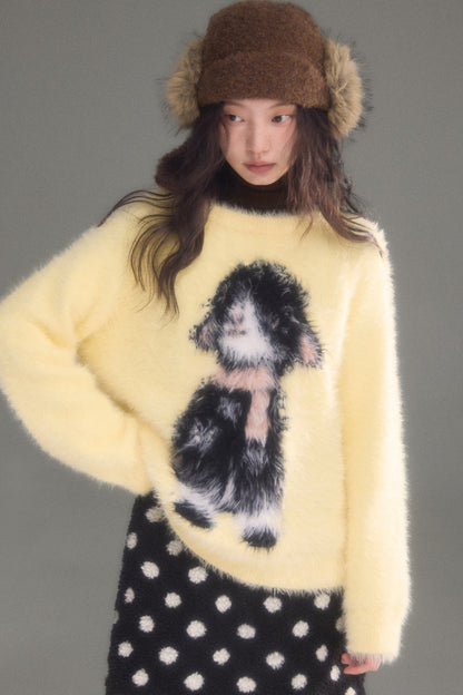 Eared Lamb Faux Mink Pullover Sweater