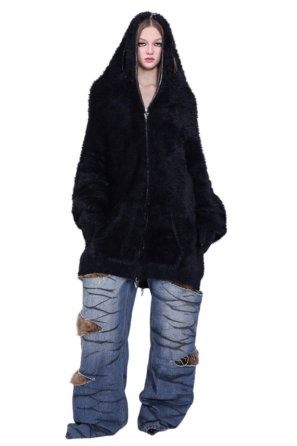 Reversible Mink Fur Hooded Gloves Jacket