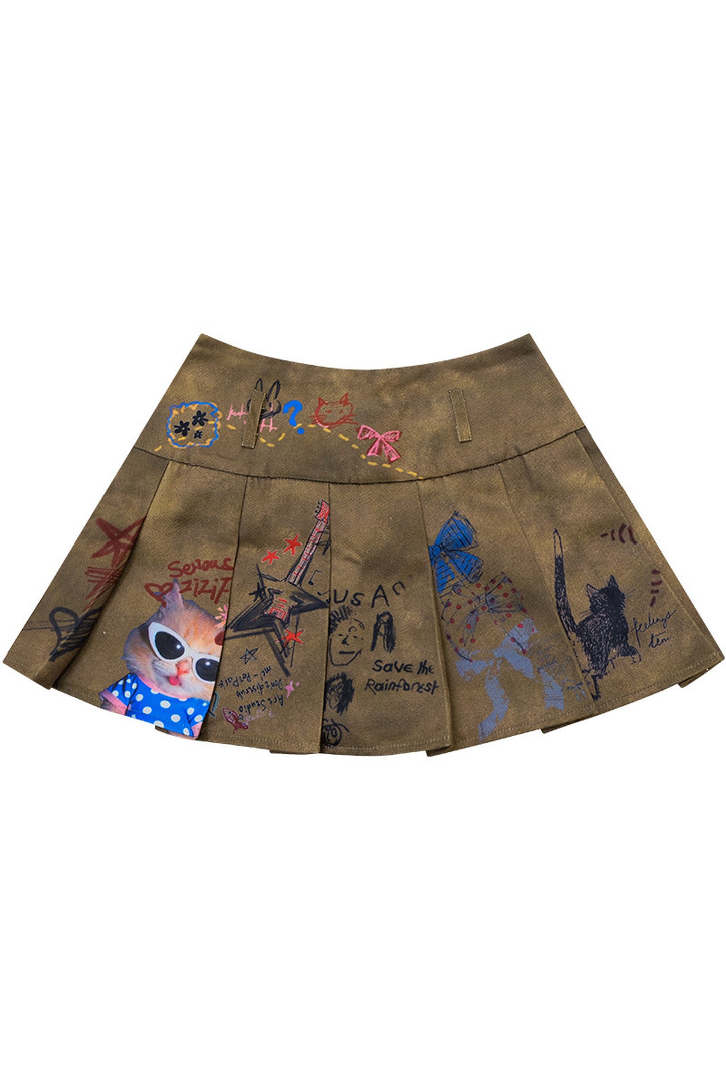 Gonna plissettata con graffiti vintage