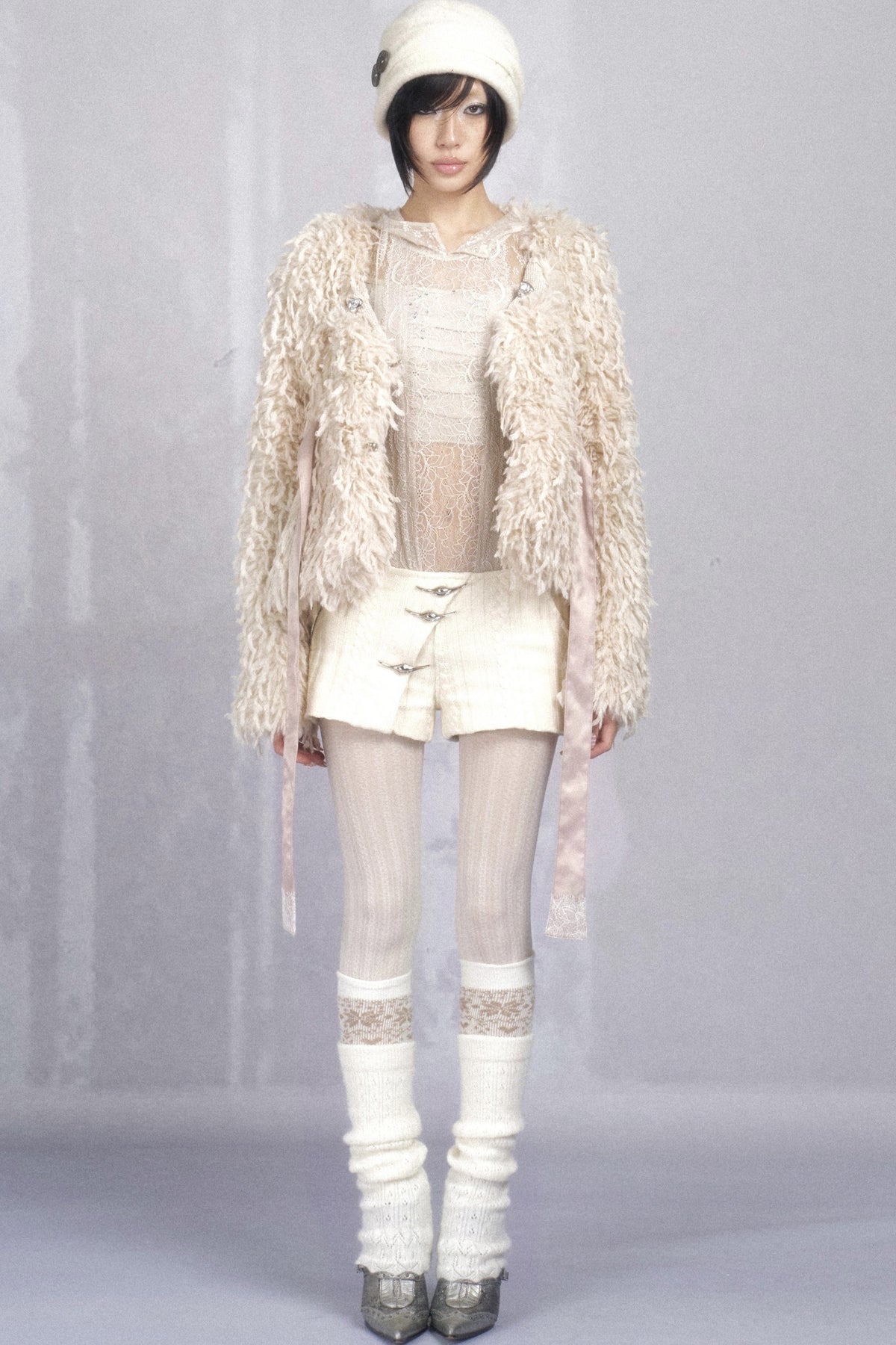 Hooded Lace Knit Patchwork Bodysuit