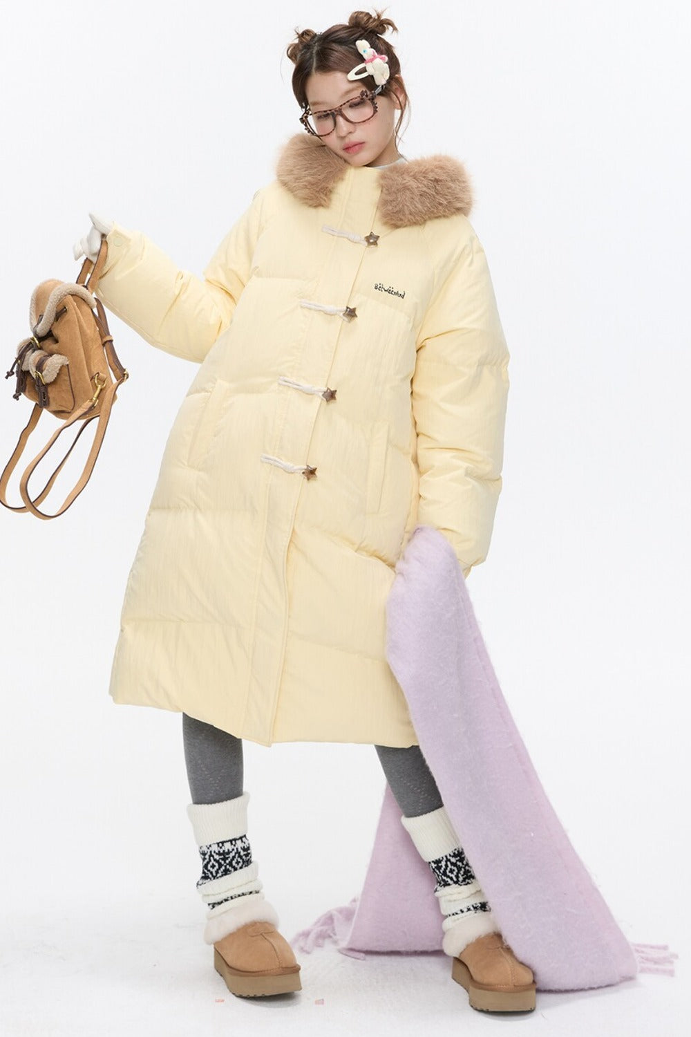 Cream Yellow Horn Button Down Coat