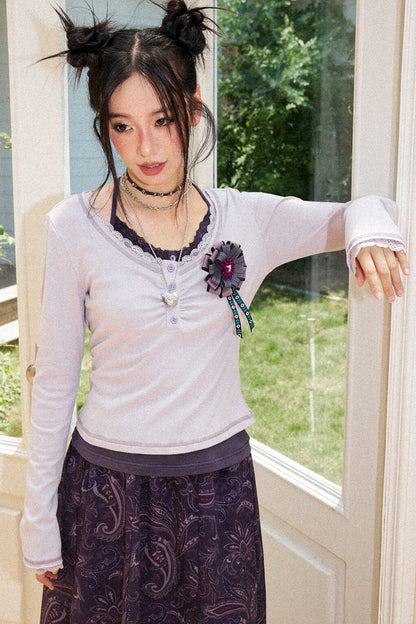 Slim Fit Short High-Stretch Knit T-Shirt Set-Up