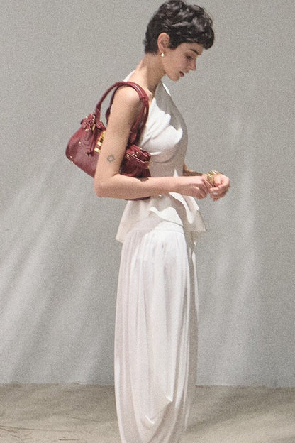 White Asymmetrical Lyocell Top
