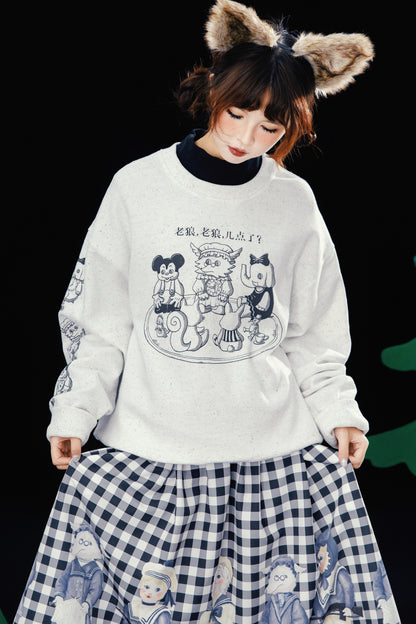 Old Wolf Asymmetrical Gray Speckled Sweatshirt