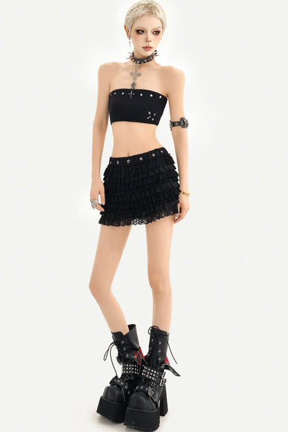 Multi-Layered Ruffle Lace Skirt