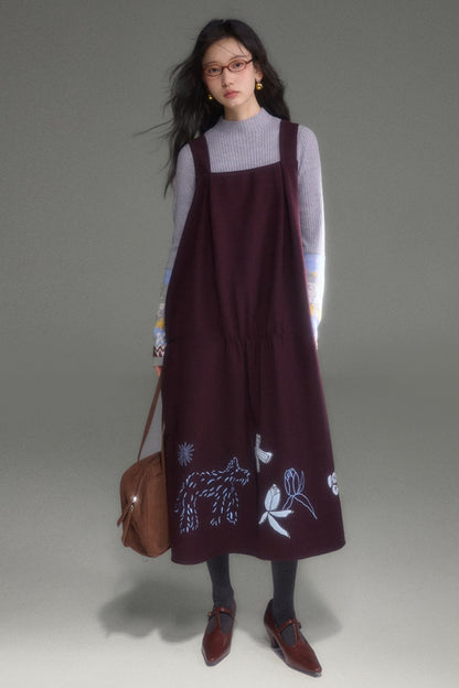 Wool Blend Bird Jacquard Knit Top
