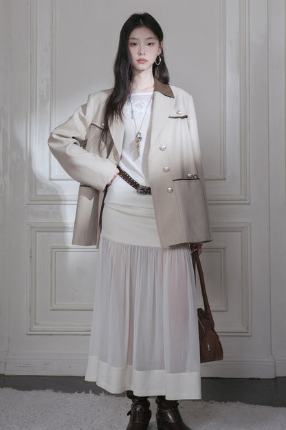 Deconstructed Contrast Collar Blazer