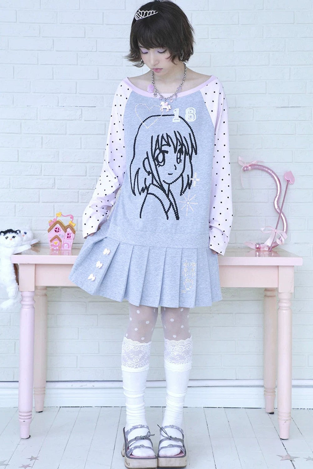 Y2K Pixel One-Shoulder Rhinestone Dress
