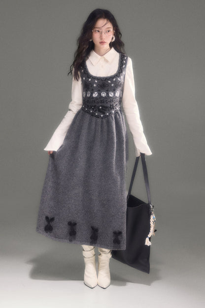 Tulip Bird Fair Isle Jacquard Knit Dress