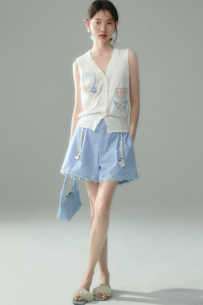 Summer Bird Floral Cotton Vest