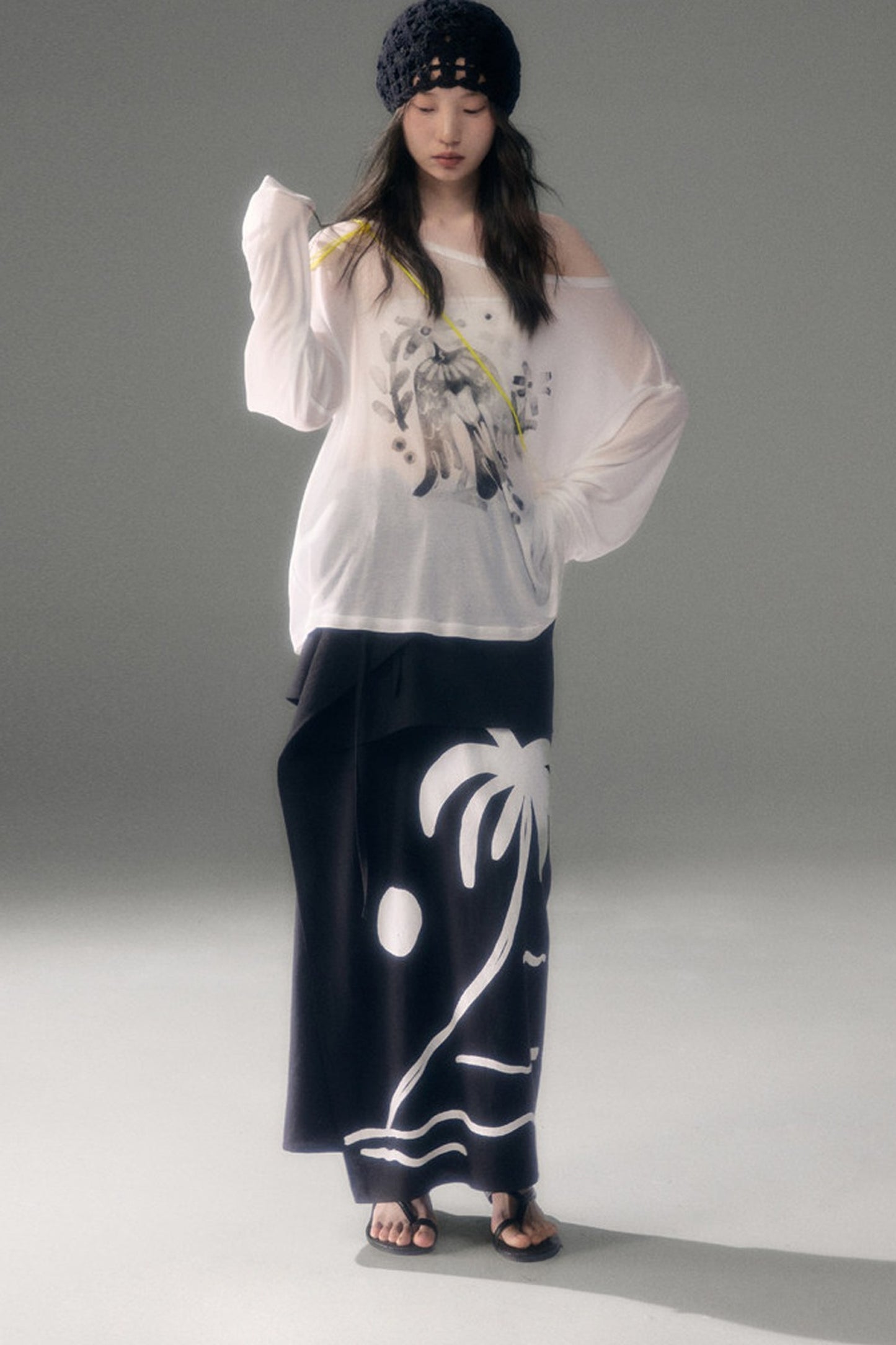 Palm Sunset Print Skirt