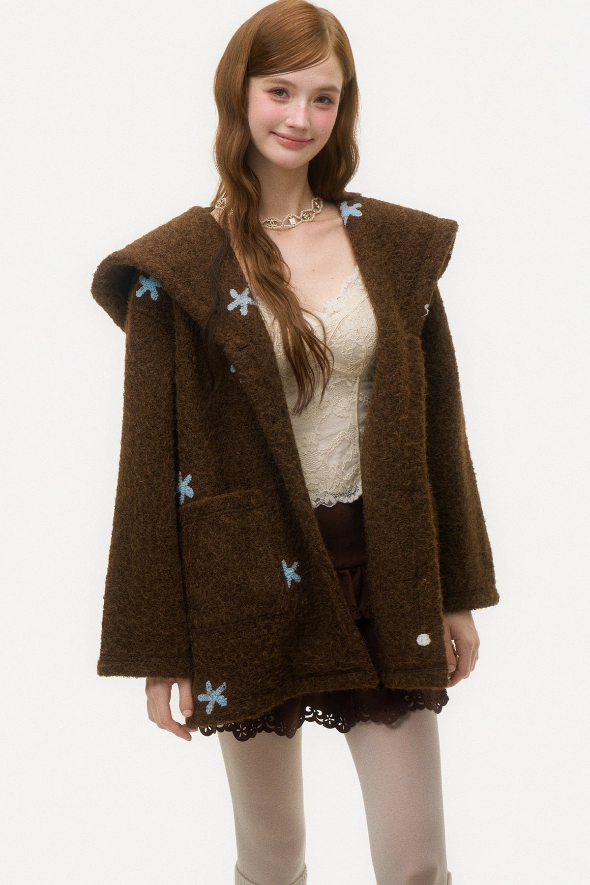 3D Embroidered Wool Coat