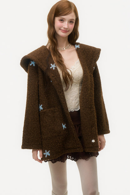3D Embroidered Wool Coat