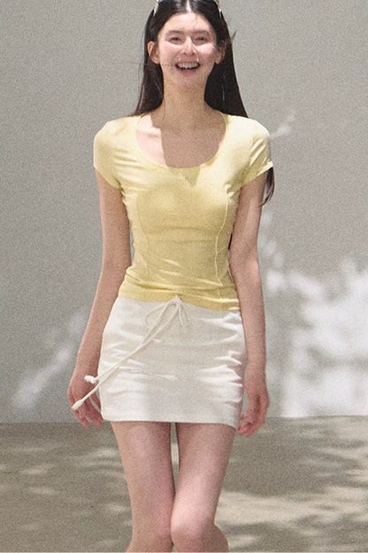 Lyocell V-Neck Short Sleeve Top