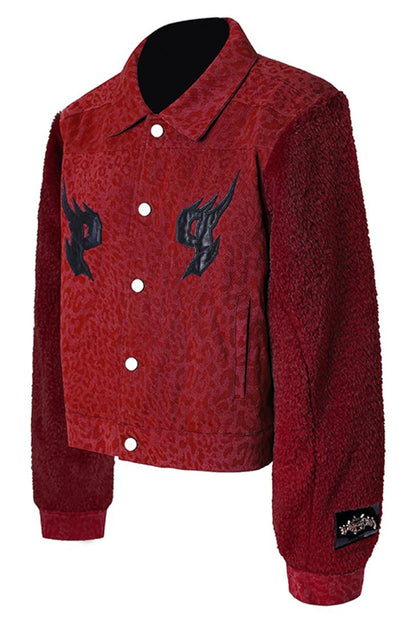 Leopard Print Fur Sleeve Jacket