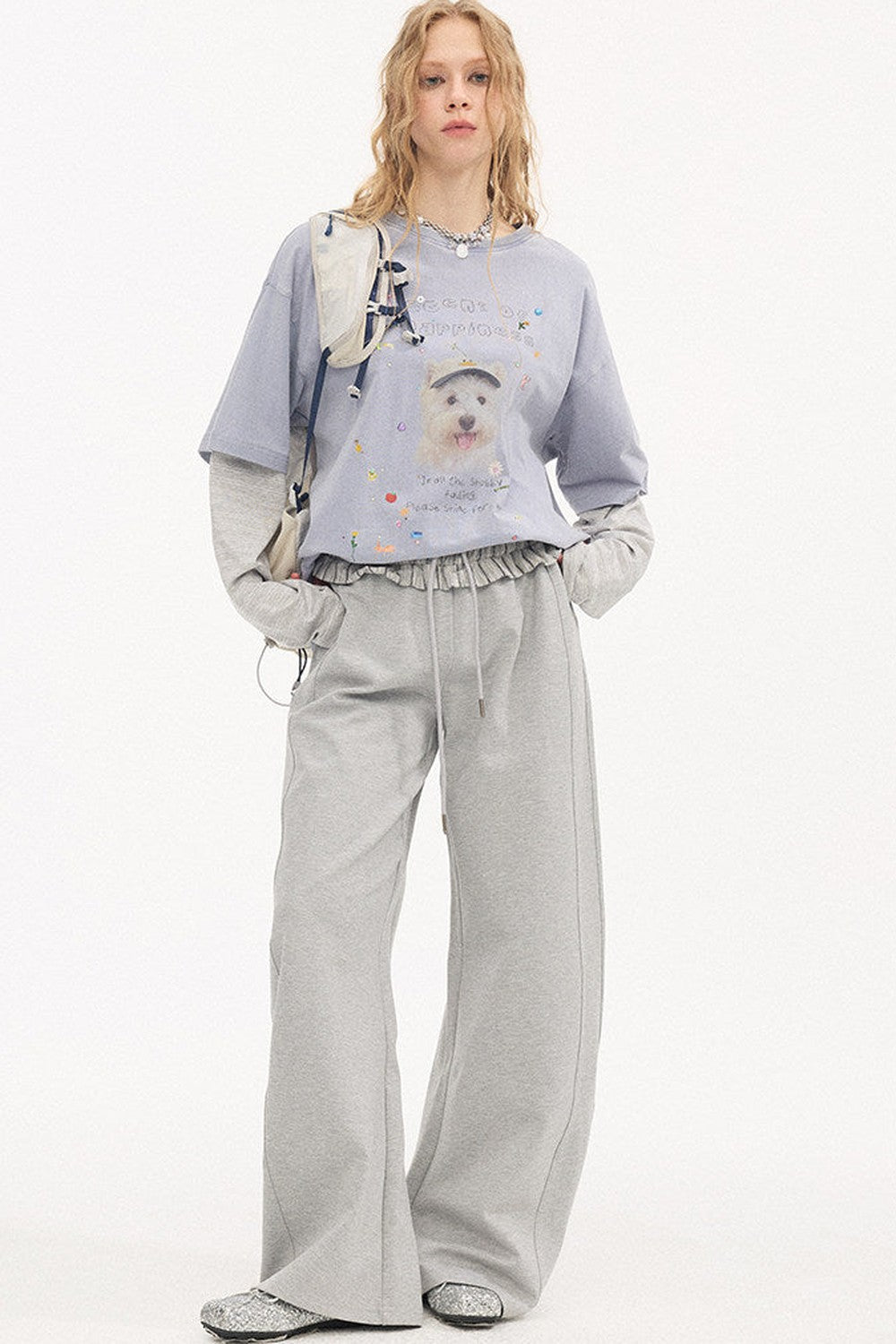Rhinestone Cotton Long Sleeve Top