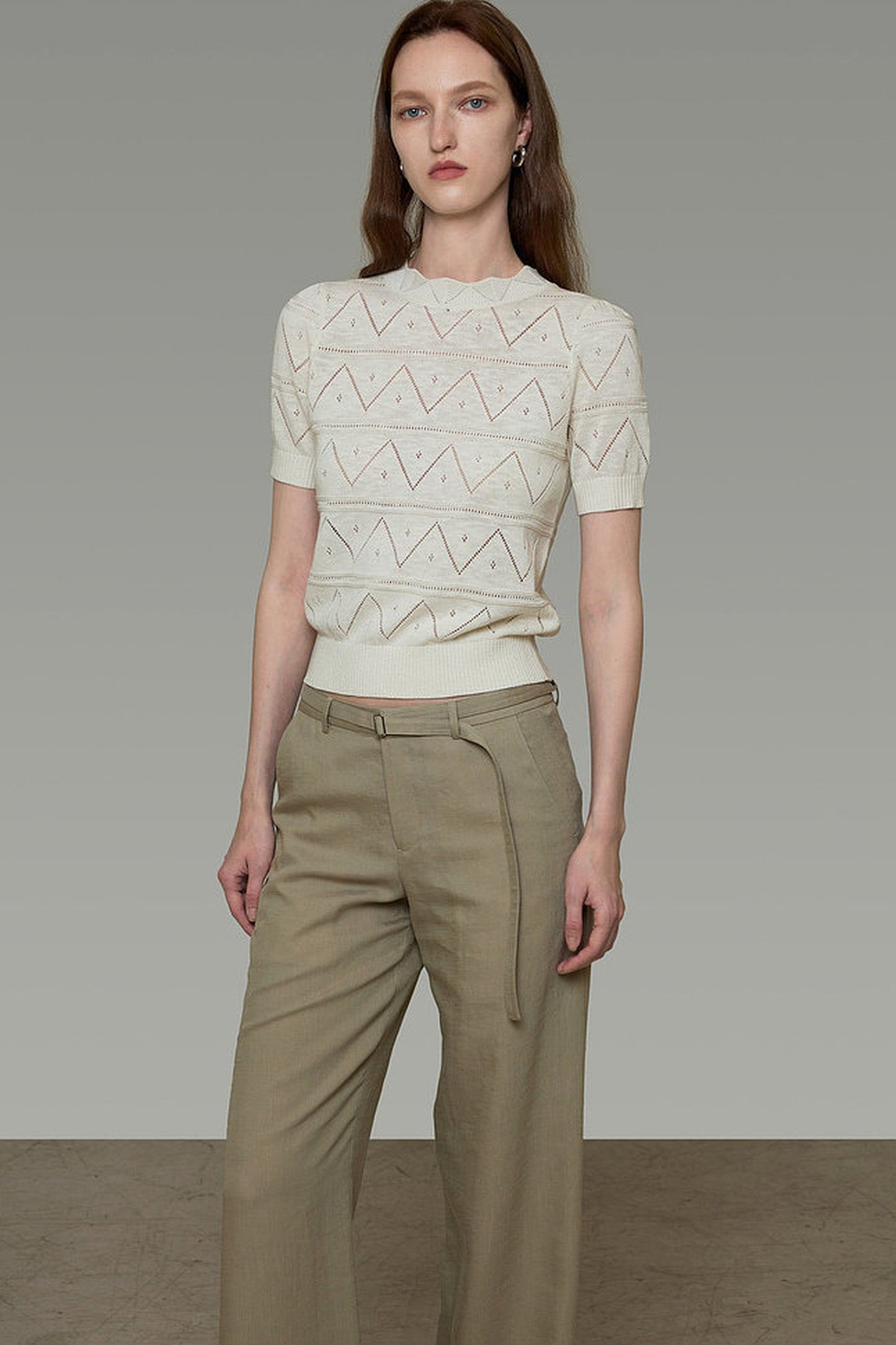 Diamond Hollow Short Sleeve Blouse