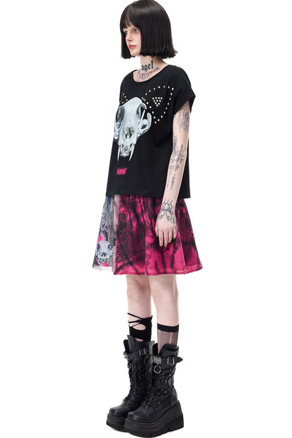 Reversible Cat Skeleton Rivet Blouse